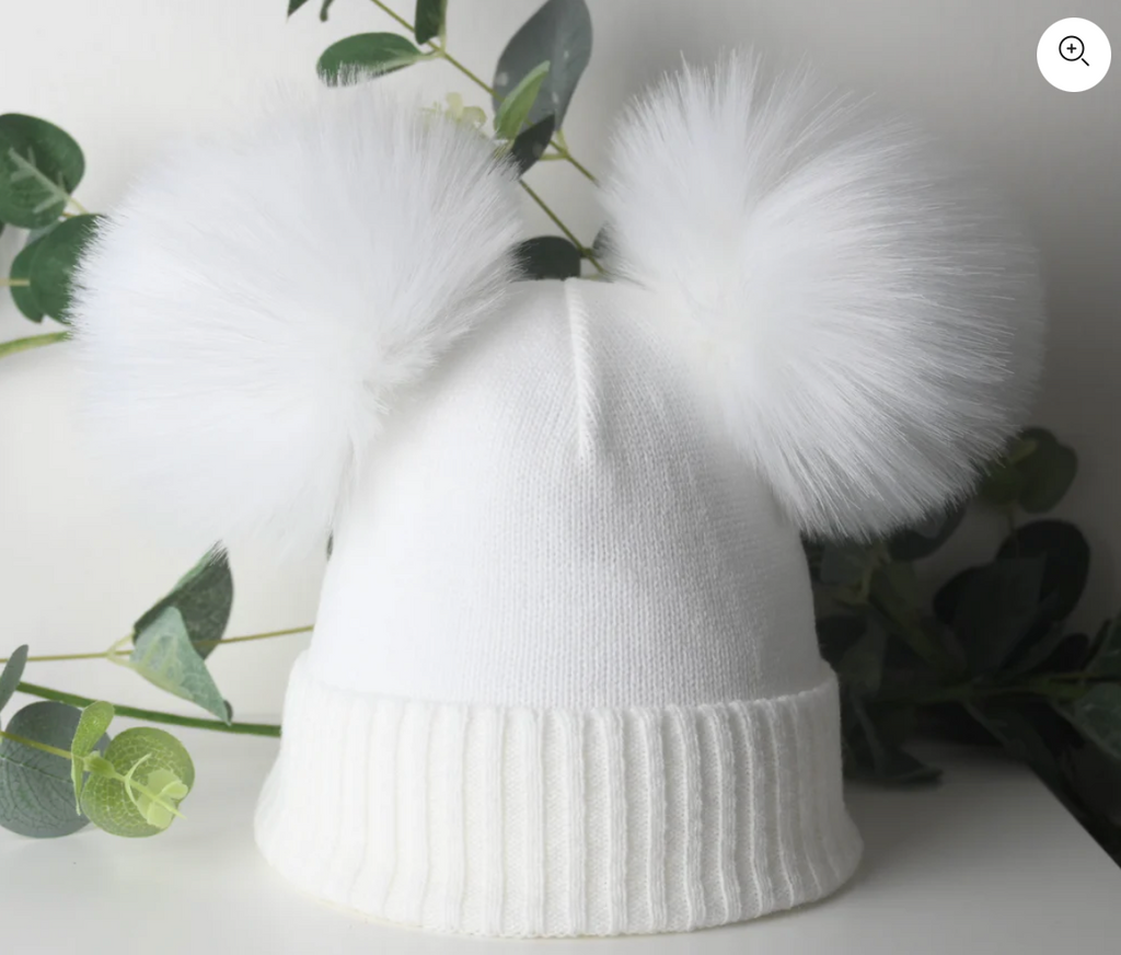 Pex Baby Snow White Double Pom Pom Woolly Bobble Hat