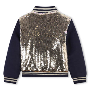 Billieblush Girls Navy & Gold Reversible Sequin Zip-Up Jacket | New Season