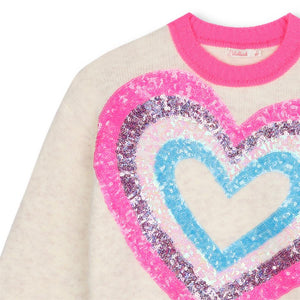 Billieblush Girls Pink Heart Sequin Knitted Jumper | New Season