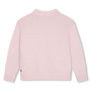 Billieblush Girls Pink Cotton Knit Diamanté Heart Jumper | New Season