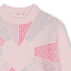 Billieblush Girls Pink Cotton Knit Diamanté Heart Jumper | New Season