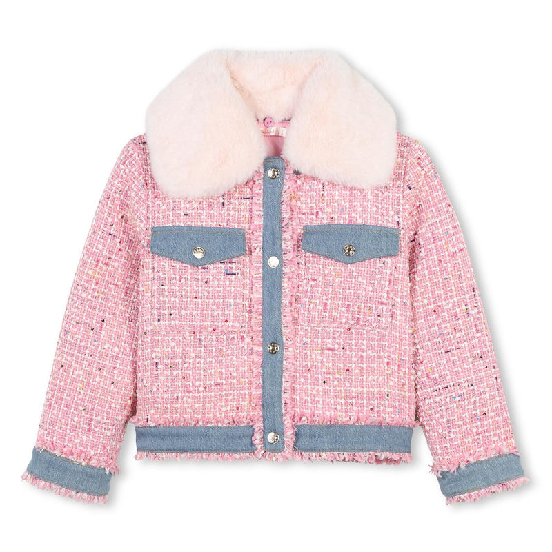 Billieblush Girls Pink Bouclé Tweed Jacket | New Season