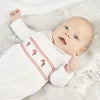 Dandelion Baby First Christmas White Velour Sleepsuit Little Reindeer Embroidery