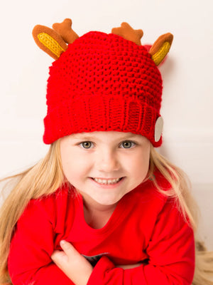 Blade & Rose Festive Winter Reindeer Red Knitted Children's Hat