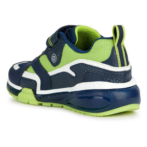 Geox Bayonyc Boy Trainers Navy & Lime Light Up Shoes | SALE 40% OFF