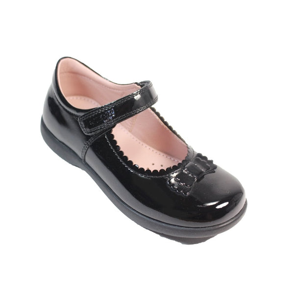 Geox J Naimara Black Bow Patent Girls School Shoes