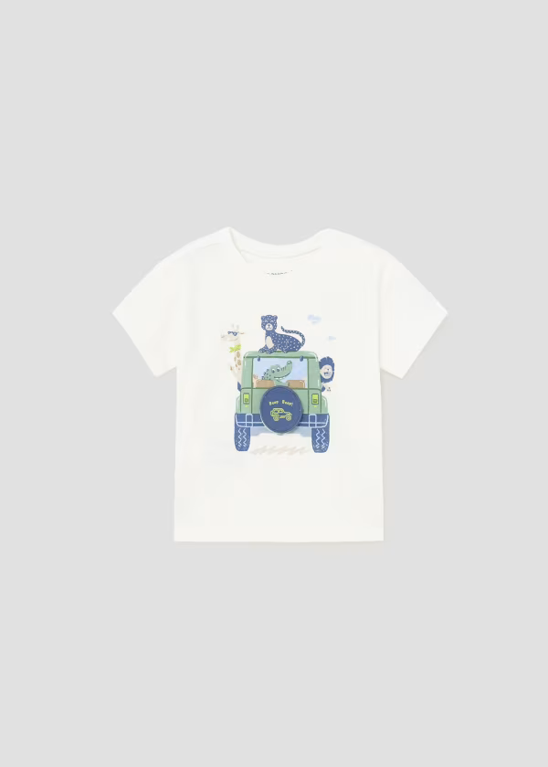 Mayoral Boys Cream Interactive Printed T-shirt Short Sleeved  | New Season | SALE