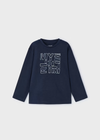 Mayoral Boys Navy Long Sleeved Cotton T-shirt | SALE