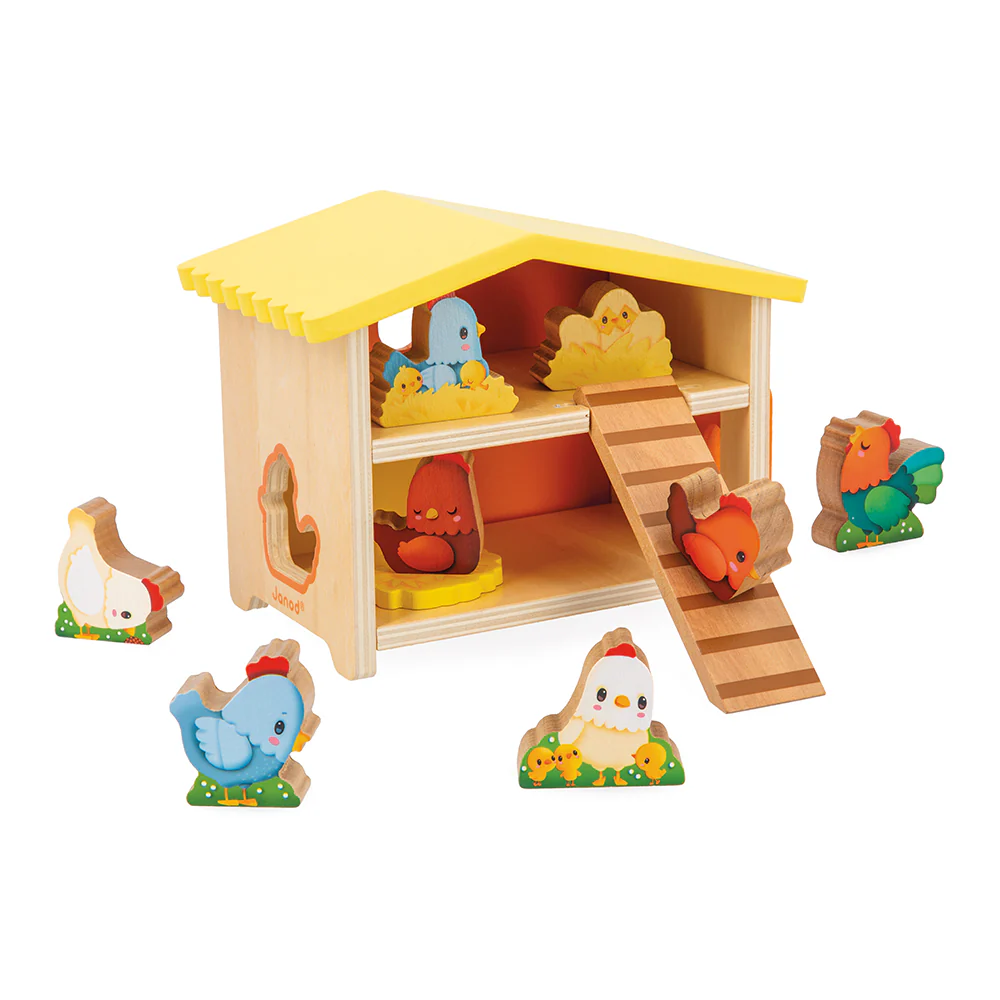 Janod My First Chicken Coop Kids Wooden Farm Set