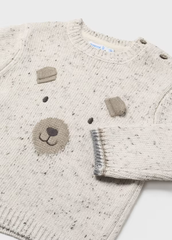 Mayorla Boys Ivory Knitted Wool Bear Sweater | New Season