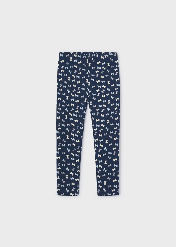 Mayoral Girls Pinted Midnight Navy Bow Leggings | New Season