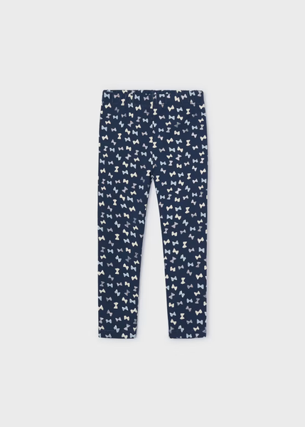 Mayoral Girls Printed Midnight Navy Bow Leggings | SALE