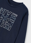 Mayoral Boys Navy Long Sleeved Cotton T-shirt | SALE