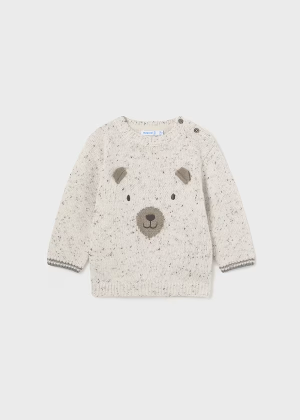 Mayorla Boys Ivory Knitted Wool Bear Sweater | New Season