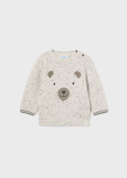 Mayorla Boys Ivory Knitted Wool Bear Sweater | SALE