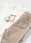 Mayoral Newborn Baby Boys Cotton Beige Tracksuit Outfit 3 Piece Set | New In