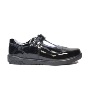 Ricosta Girls Black Leona School Shoes Patent T-bar