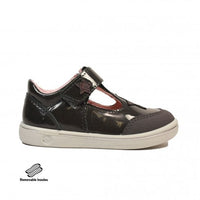 Ricosta Pepino Mandy Asphalt Brown Patent Leather T-Bar Mary Jane Shoes