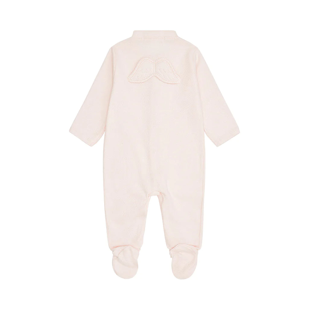 Marie Chantal Angle Wing Pointelle Sleepsuit - Baby Pink | Sale