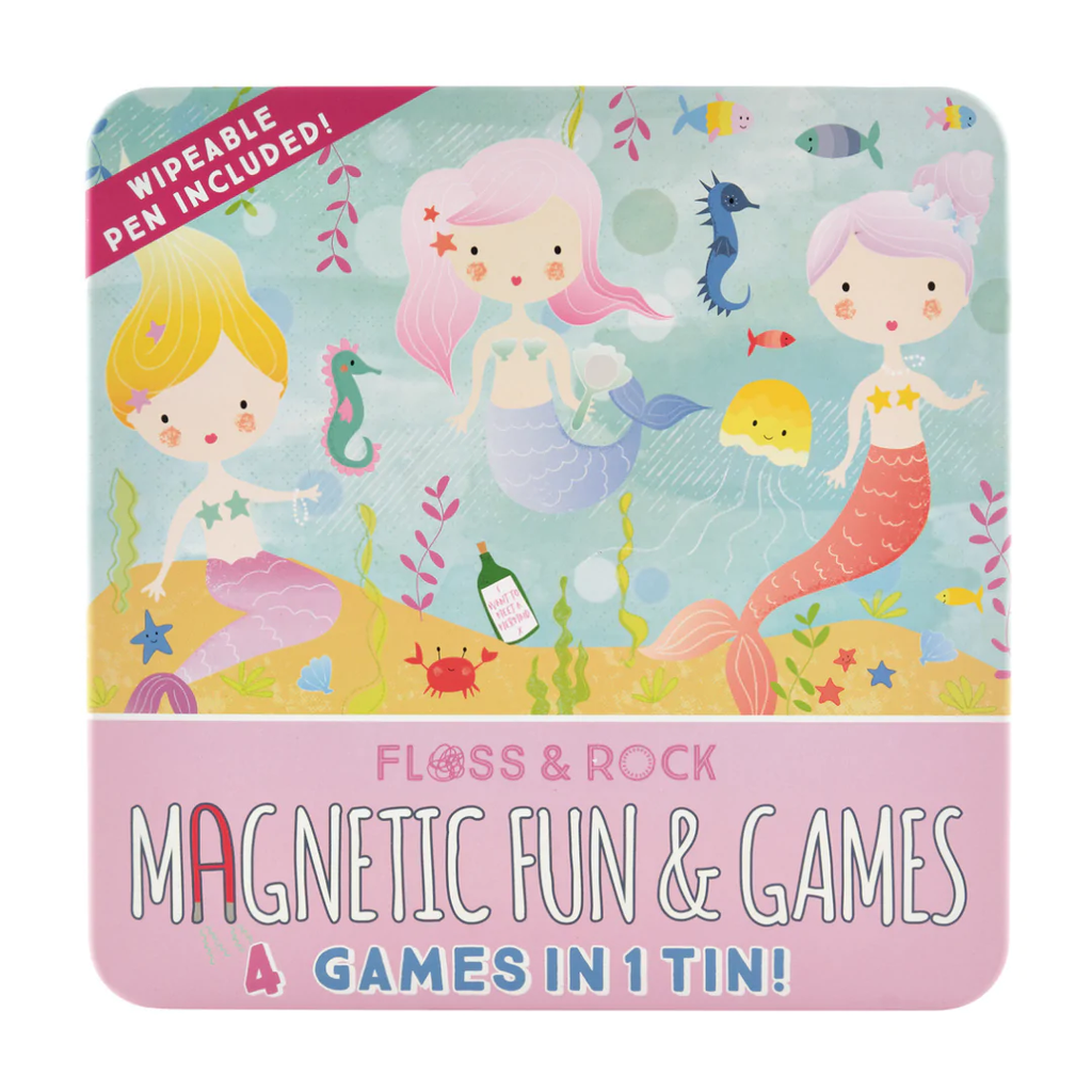 Floss & Rock Magnetic Fun & Games 4 Games in 1 Tin Mermaid | SALE GIFTS